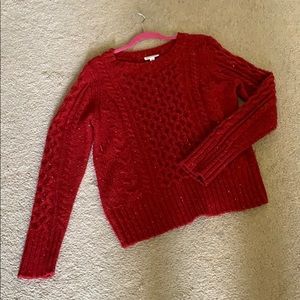 Red knitted sweater